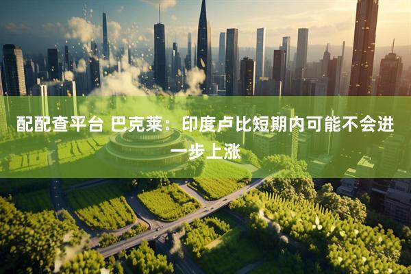 配配查平台 巴克莱：印度卢比短期内可能不会进一步上涨