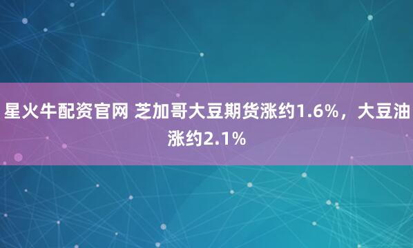 星火牛配资官网 芝加哥大豆期货涨约1.6%，大豆油涨约2.1%