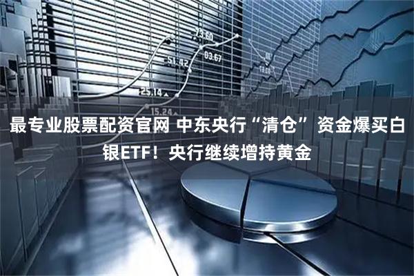 最专业股票配资官网 中东央行“清仓” 资金爆买白银ETF！央行继续增持黄金