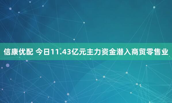 信康优配 今日11.43亿元主力资金潜入商贸零售业